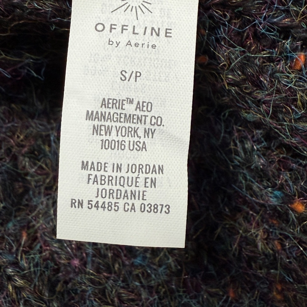 AERIE Offline Ribbed Knit Sweater Hoodie Charcoal Heather Gray S  Multicolor NWT - Picture 9 of 11